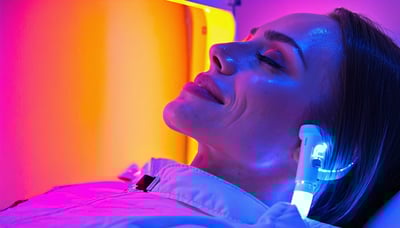 Illustration of a person experiencing light therapy
